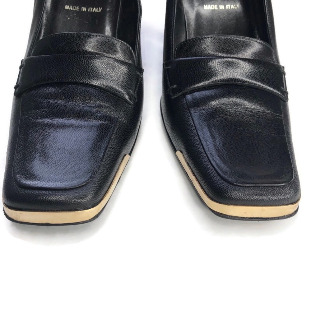 Vintage Escada Black Leather Heels Italy 36.5 6.5 - Picture 6 of 9